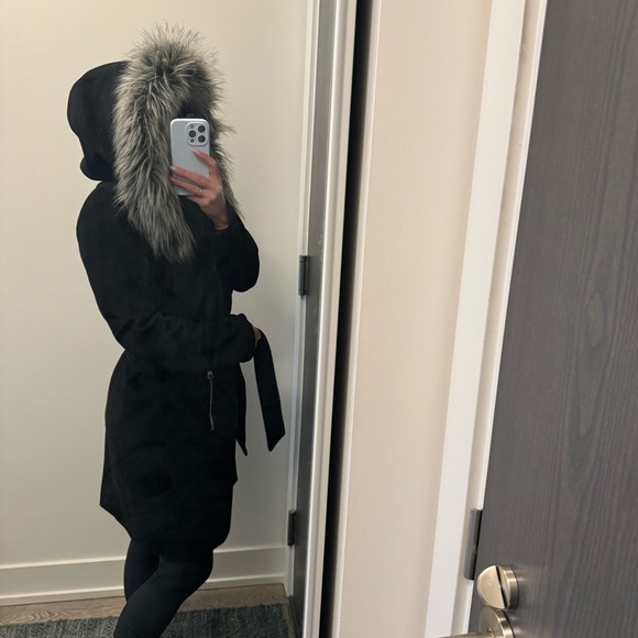 Women’s Belted Wool Robe Coat - Karl Lagerfeld - Picture 2 of 4